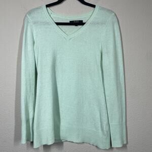Alex Marie Womens Size Medium Cashmere Sweater Mint Green V Neck Long Sleeves